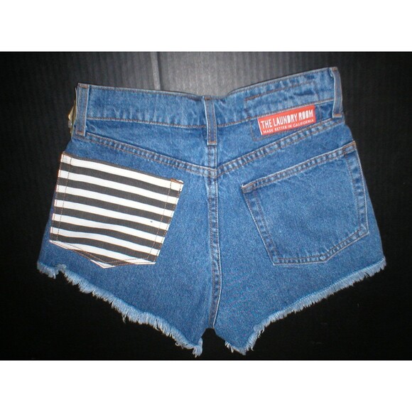 New NWT $99 Womens USA 25 The Laundry Room Shorts Blue Cut off Jean High Waist - Picture 1 of 4